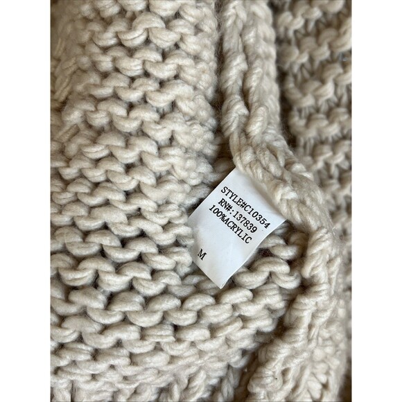 Dreamers by Debut Womens Pom Pom Heart Cardigan Sweater Size M Cream Color - Picture 7 of 9